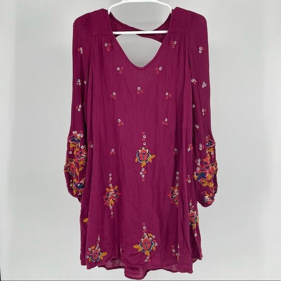 FREE PEOPLE OXFORD BABY DOLL FLORAL EMBROIDERED DRESS EXTRA SMALL - Picture 3 of 12